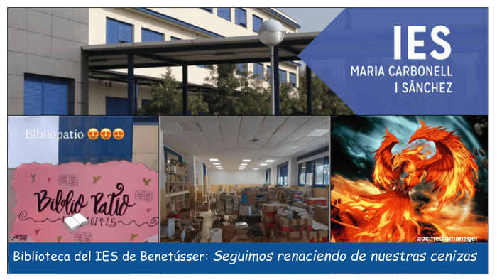 La biblioteca del IES MARIA CARBONELL, de Benetússer, un año después de la DANA
