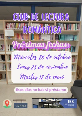 Próximas fechas del club de romántica en el IES MARIA CARBONELL de Benetússer, dos años después de la DANA