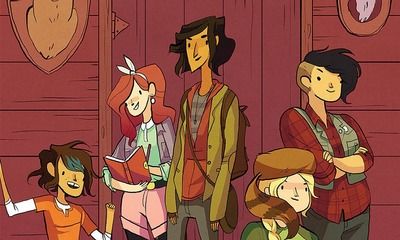 Las cinco protagonistas de Leñadoras son, de izquierda a derecha, Ripley, April, Jo, Molly y Mal. Imagen: Sapristi, Penguin Random House.