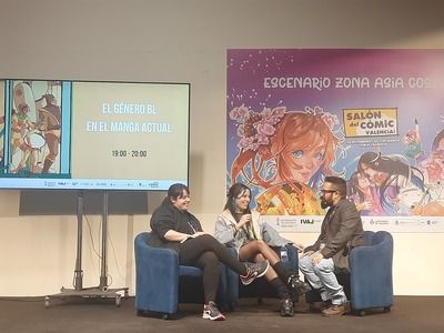 Clara Martínez, Rokushi y Fali nos ofrecieron una charla divertida e interesante bajo el lema El género BL en el manga actual, en el Salón del Cómic Valencia 2025.